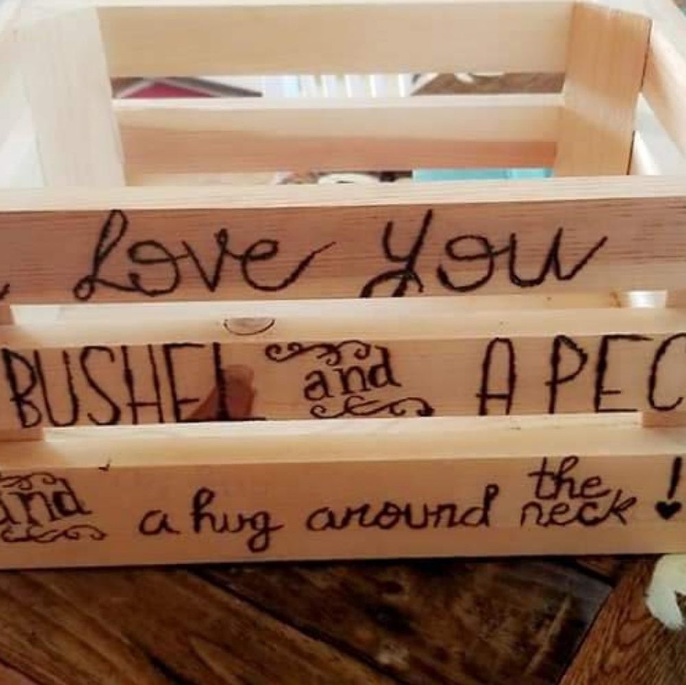 Wood burned crate